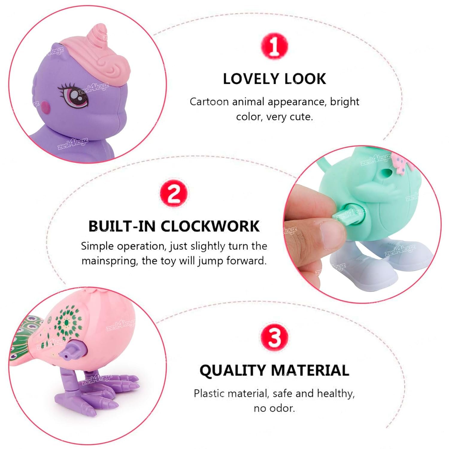 Animal Pack of 3 - Built-in Clockwork Detail